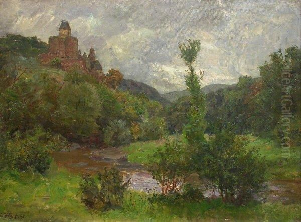 Eifellandschaft Mit Schloss Burresheim Oil Painting by Carl, Jutz Jnr.