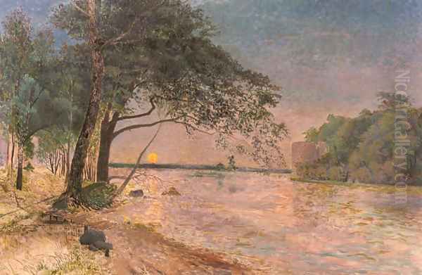 View Of Kronenberg Castle At Sunset Oil Painting by Alfred Wahlberg