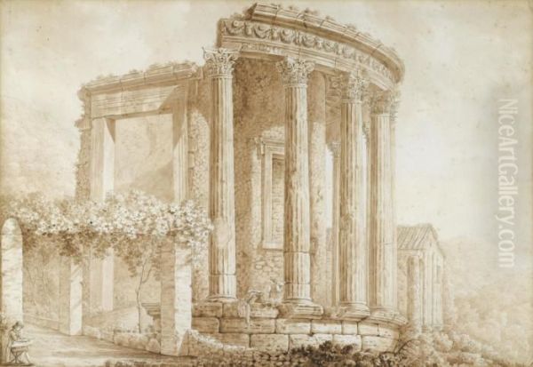 The Temple Of The Sybil, Tivoli Oil Painting by Franz Keiserman