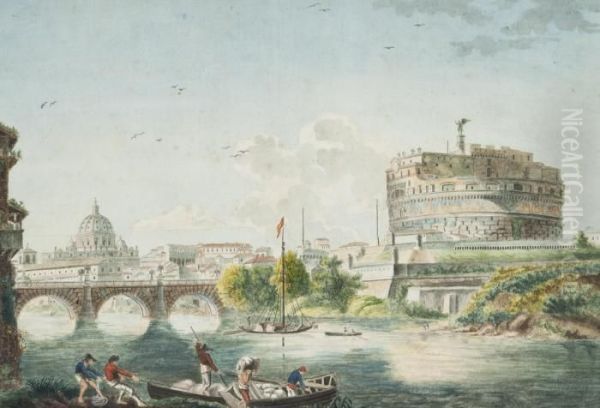 Castel S. Angelo Dal Tevere Oil Painting by Franz Keiserman