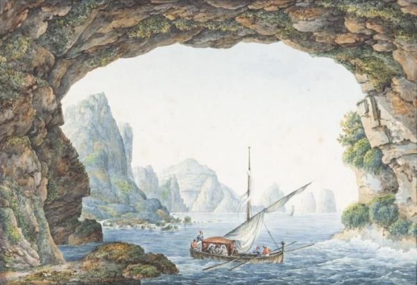 Veduta Della Grotta Di Capri Nelle Vicinanze Di Napoli Oil Painting by Franz Keiserman