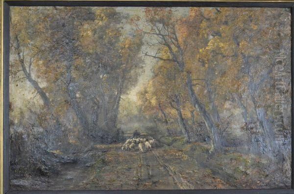 Allee Avec Moutons Oil Painting by Eugen Karpathy