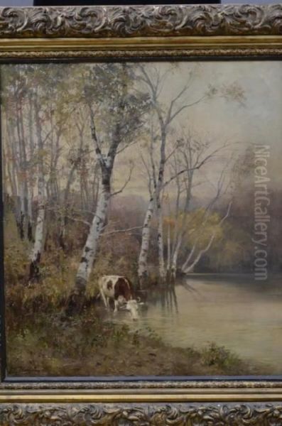 Vache Pres D'un Etang Oil Painting by Eugen Karpathy