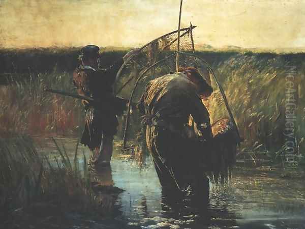 Wading Fishermen Oil Painting by Leon Wyczolkowski