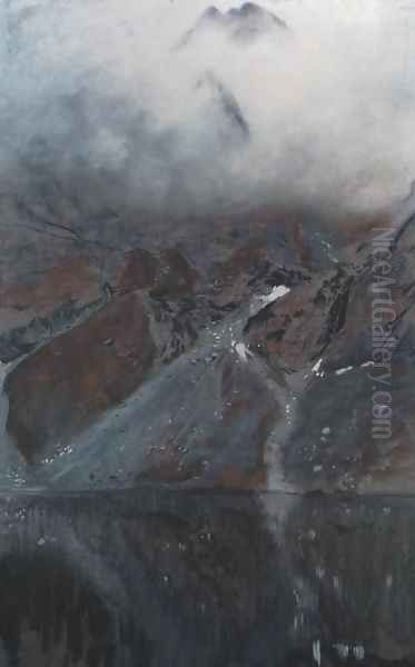 Mnich Looking Over Morskie Oko Oil Painting by Leon Wyczolkowski