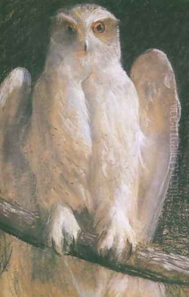 Owl Oil Painting by Leon Wyczolkowski