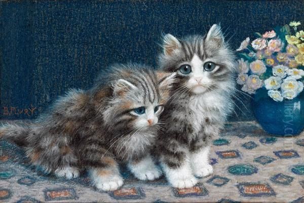 Zwei Katzchen Oil Painting by Burkhard Katzen-Flury