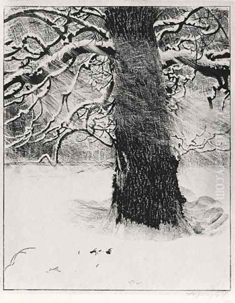 Oak in Snow Storm by Leon Wyczolkowski