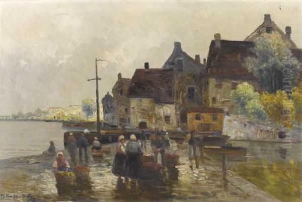 Fischmarkt Am Hafen Oil Painting by Karl Kaufmann