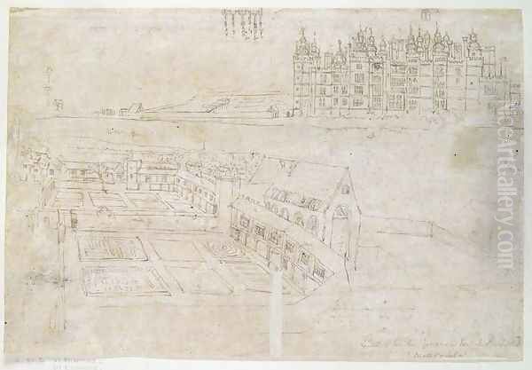 Privy Gardens, Richmond Palace, from The Panorama of London, c.1544 Oil Painting by Anthonis van den Wyngaerde