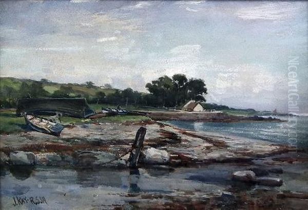 Coastal Scene With Boats Oil Painting by James Kay