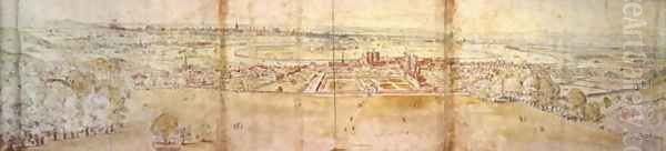 Greenwich Palace and London from Greenwich Hill, from 'The Panorama of London', c.1544 Oil Painting by Anthonis van den Wyngaerde