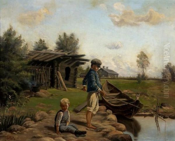 Onkipoika Oil Painting by Sigfrid August Keinanen