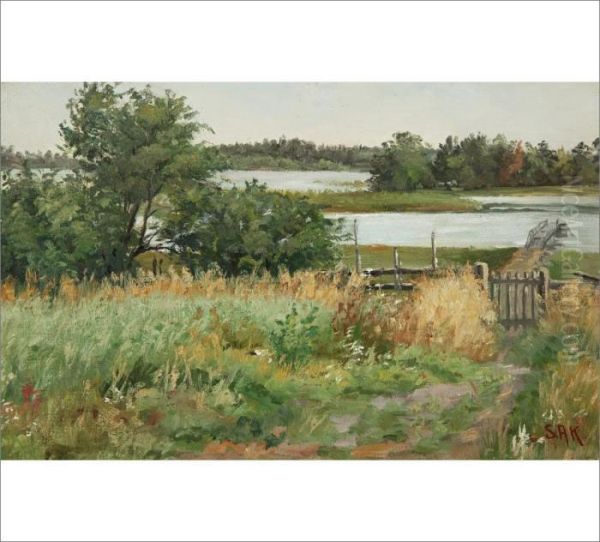 Meadow By The Shore Oil Painting by Sigfrid August Keinanen