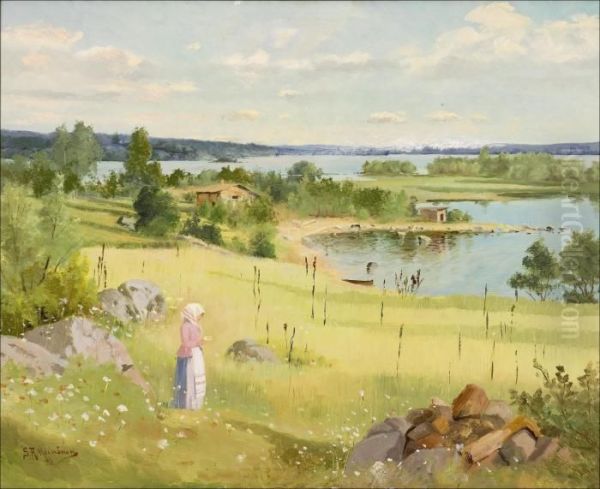 Maisemahameesta. Oil Painting by Sigfrid August Keinanen