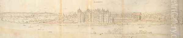 Richmond Palace from Across the Thames, 1562 Oil Painting by Anthonis van den Wyngaerde