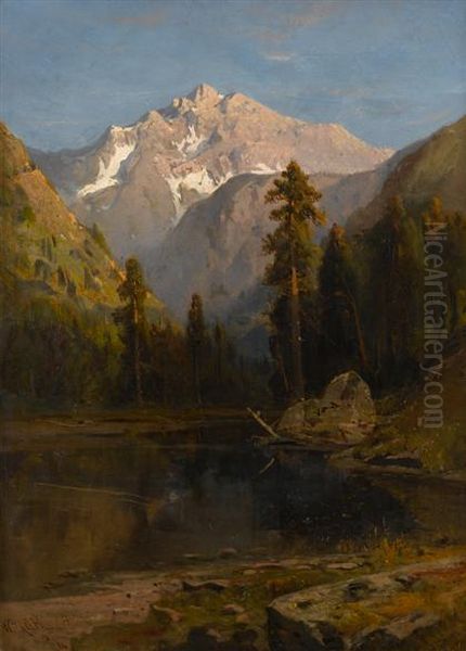 Snow Capped Mountains Oil Painting by William Keith