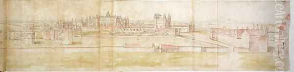 Hampton Court Palace from the North, from The Panorama of London, c.1544 3 Oil Painting by Anthonis van den Wyngaerde