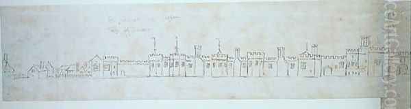 Outer Wall of Richmond Palace Oil Painting by Anthonis van den Wyngaerde