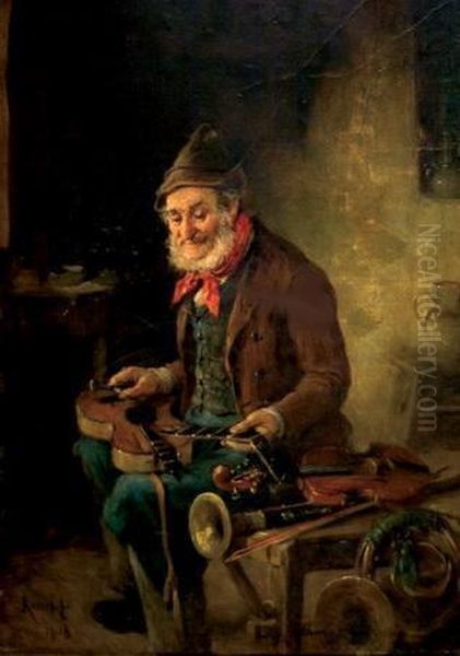 Hard At Work Oil Painting by Hermann Kern