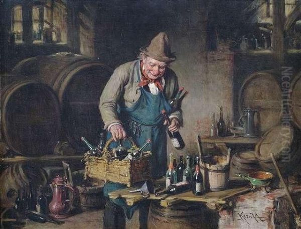 Im Weinkeller Oil Painting by Hermann Kern