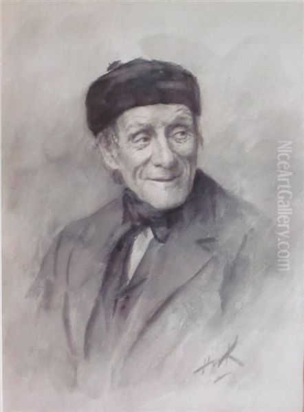 Study Of A Smiling Man Oil Painting by Henry Wright Kerr