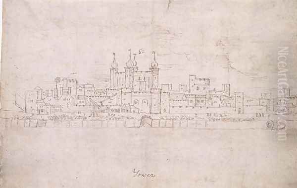 The Tower of London, from The Panorama of London, c.1544 2 Oil Painting by Anthonis van den Wyngaerde