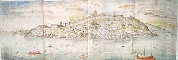 Panoramic View of Tarragona from the Sea Oil Painting by Anthonis van den Wyngaerde