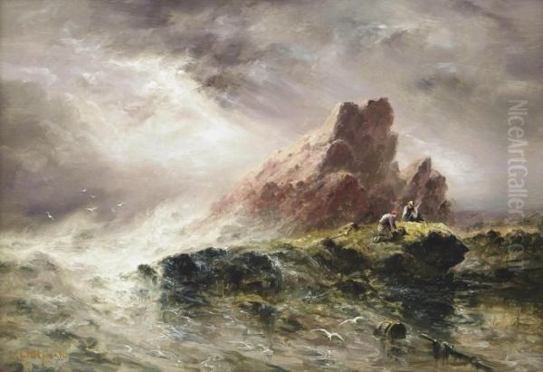 Rocks Near L'etacq, Jersey Oil Painting by S.L. Kilpack