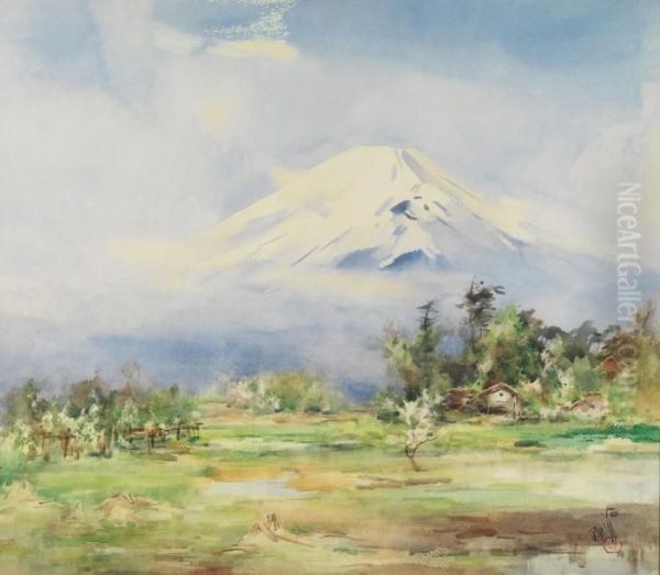 Spring View Of Mt. Fuji Oil Painting by Ishikawa Kin'Ichiro