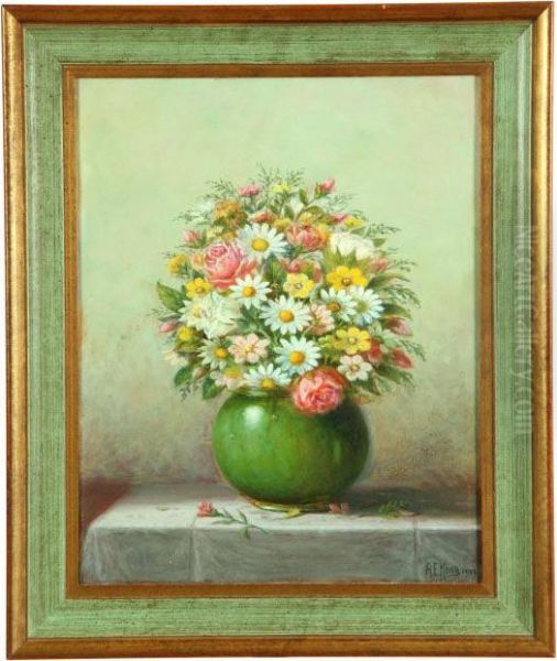 Floral Still Life Oil Painting by Albert F. King