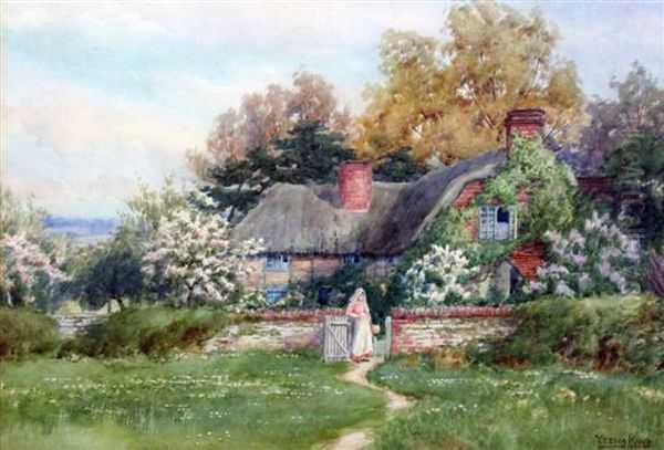 A Cottage In Surrey Oil Painting by Henry John Yeend King