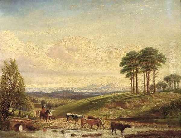 A drover with cattle near Hagley Oil Painting by Edward Arthur Walton