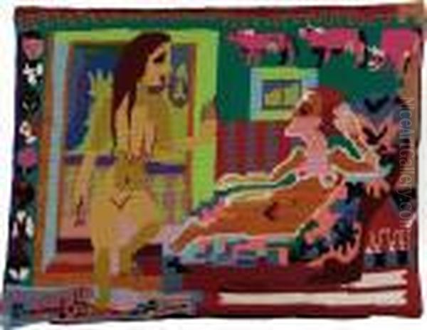 Erna Kirchner Und Nina Hard Im 1. Stock Des Hauses Oil Painting by Ernst Ludwig Kirchner