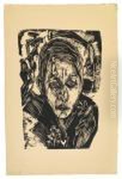 Portrait Nele Van De Velde - Junges Madchen Mit Zigarette Oil Painting by Ernst Ludwig Kirchner