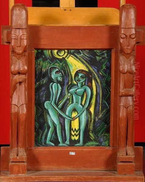 Adam Et Eve Oil Painting by Ernst Ludwig Kirchner