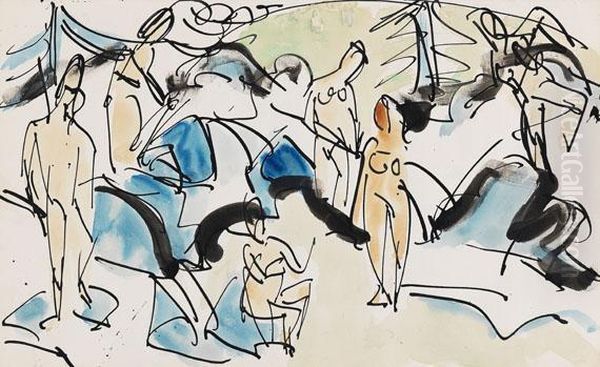 Figuren Im Staffelalp-tobel Oil Painting by Ernst Ludwig Kirchner