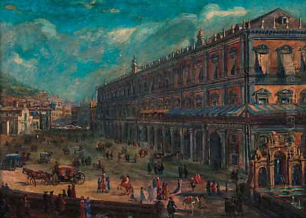 Piazza del Palazzo Reale, Naples Oil Painting by (circle of) Wittel, Gaspar van (Vanvitelli)