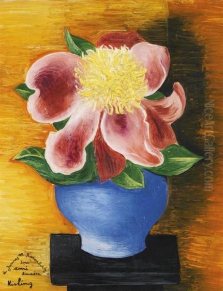 Fleurs Dans Un Vase Bleu Oil Painting by Moise Kisling