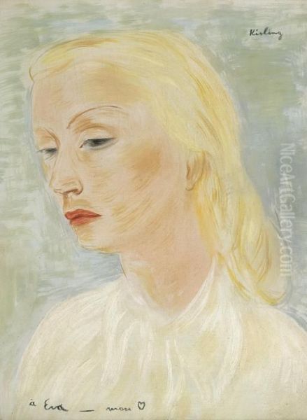 Portrait D'eva Busch Oil Painting by Moise Kisling