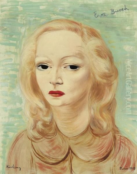 Portrait D'eva Busch Oil Painting by Moise Kisling