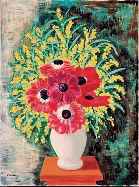 Anemones Et Mimosas Oil Painting by Moise Kisling