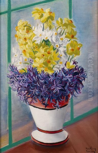 Vase De Fleurs Oil Painting by Moise Kisling