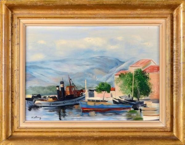 Le Petit Port Oil Painting by Moise Kisling