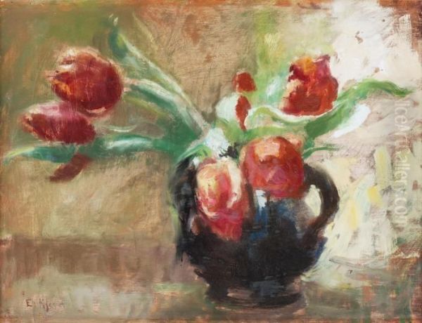 Still Life With Tulips Oil Painting by Esther Kjerner