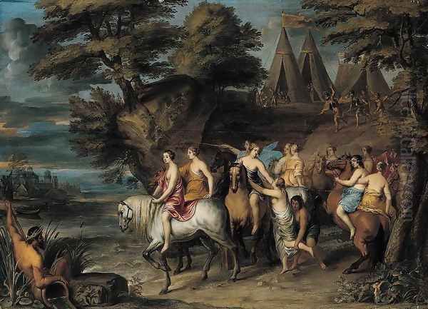 Cloelia and Her Companions Escaping from the Etruscans Oil Painting by Frans Wouters