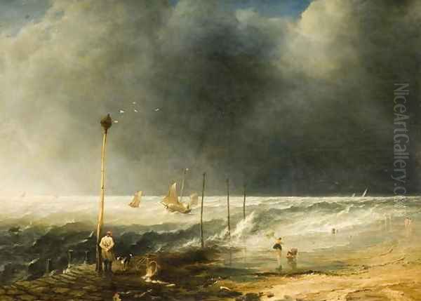 Approaching Storm, Entrance to the Firth of Forth Oil Painting by John Jock Wilson