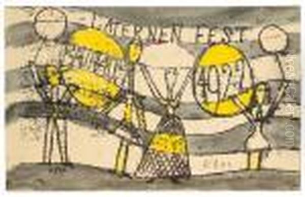 Laternenfest Bauhaus Oil Painting by Paul Klee