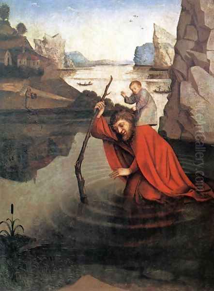 Saint Christopher c. 1435 Oil Painting by Konrad Witz