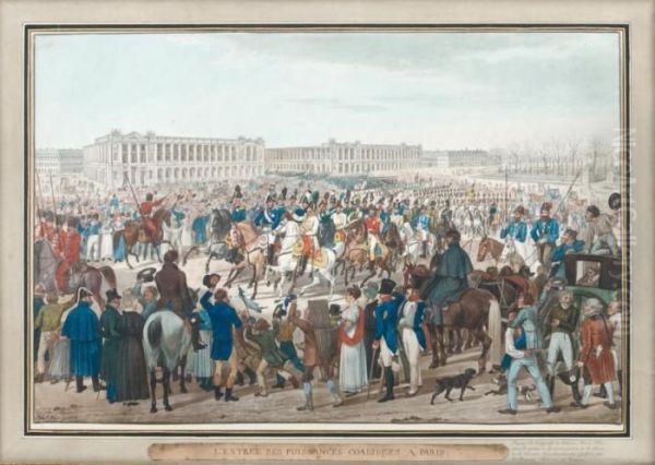 L'entree Des Puissances 
Coalisees A Paris Parade Des Troupes Russes, Autrichiennes Et 
Prussiennes Sur La Place De La Concorde Oil Painting by Johann Adam Klein